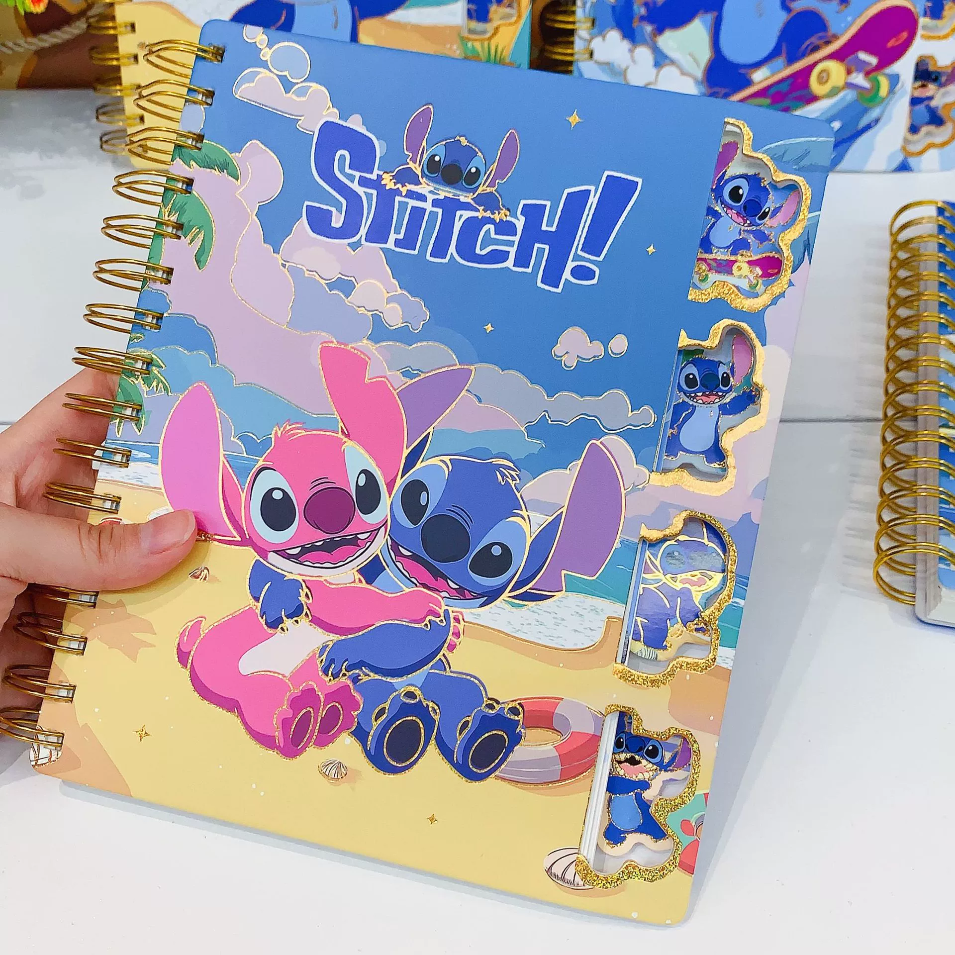 Stitch side-folding coil notebook cartoon animation notebook horizontal line color inner pages student ink-free A5 notebook