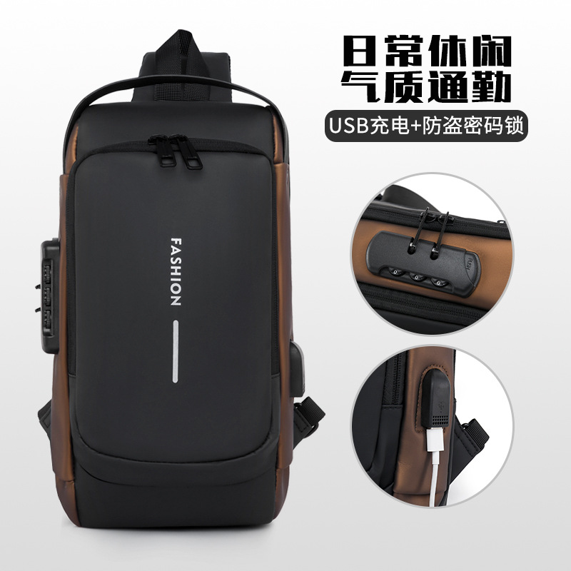 Bolso crossbody de los hombres bolso de pecho bolso de hombro bolso de la cintura de los deportes del ocio pequeña mochila multifuncional crossbody bolso de los hombres Contraseña de bloqueo