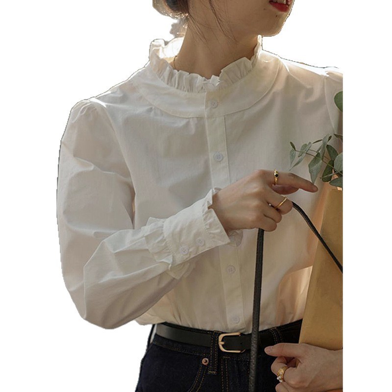 法式白色花边领衬衫女款2025新款爆款内搭衬衣长袖上衣设计感小众|undefined