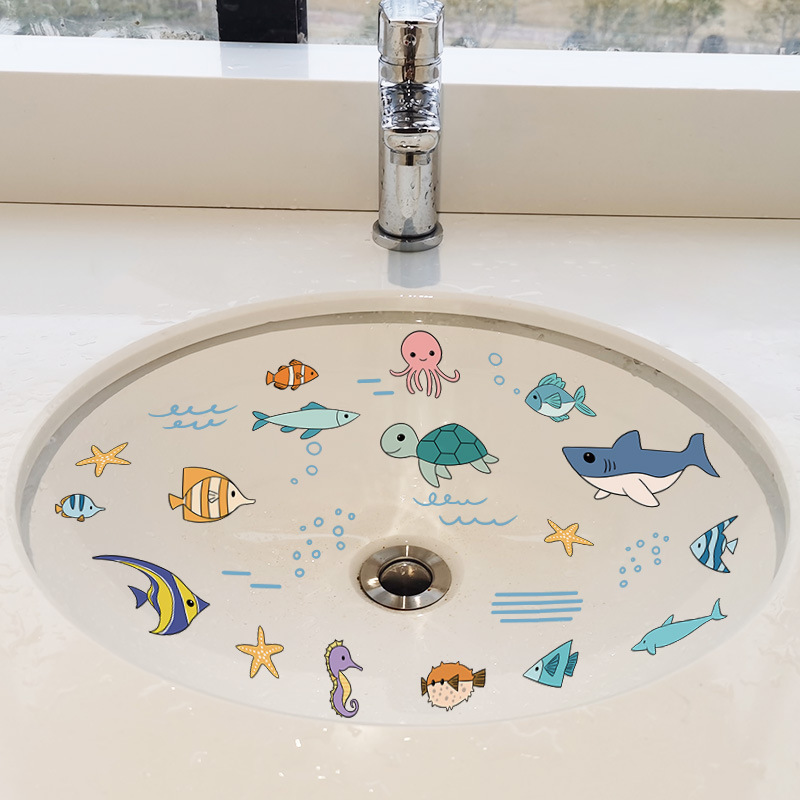 Bathroom Underwater World Light Luxury High-End Sticker Bathroom Cartoon Waterproof Sticker Master Bedroom Bedside Cover-Up Sticker