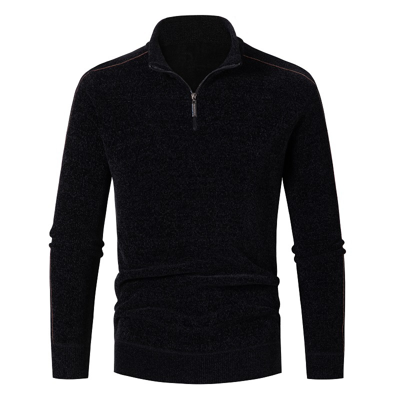Men's Thickened Chenille Sweater - Navy Blue