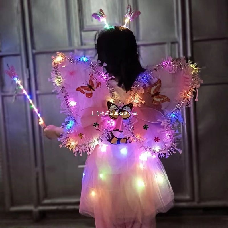义乌直销全身发光闪灯蝴蝶小女孩生日礼物儿童玩具摆摊批发地摊货
