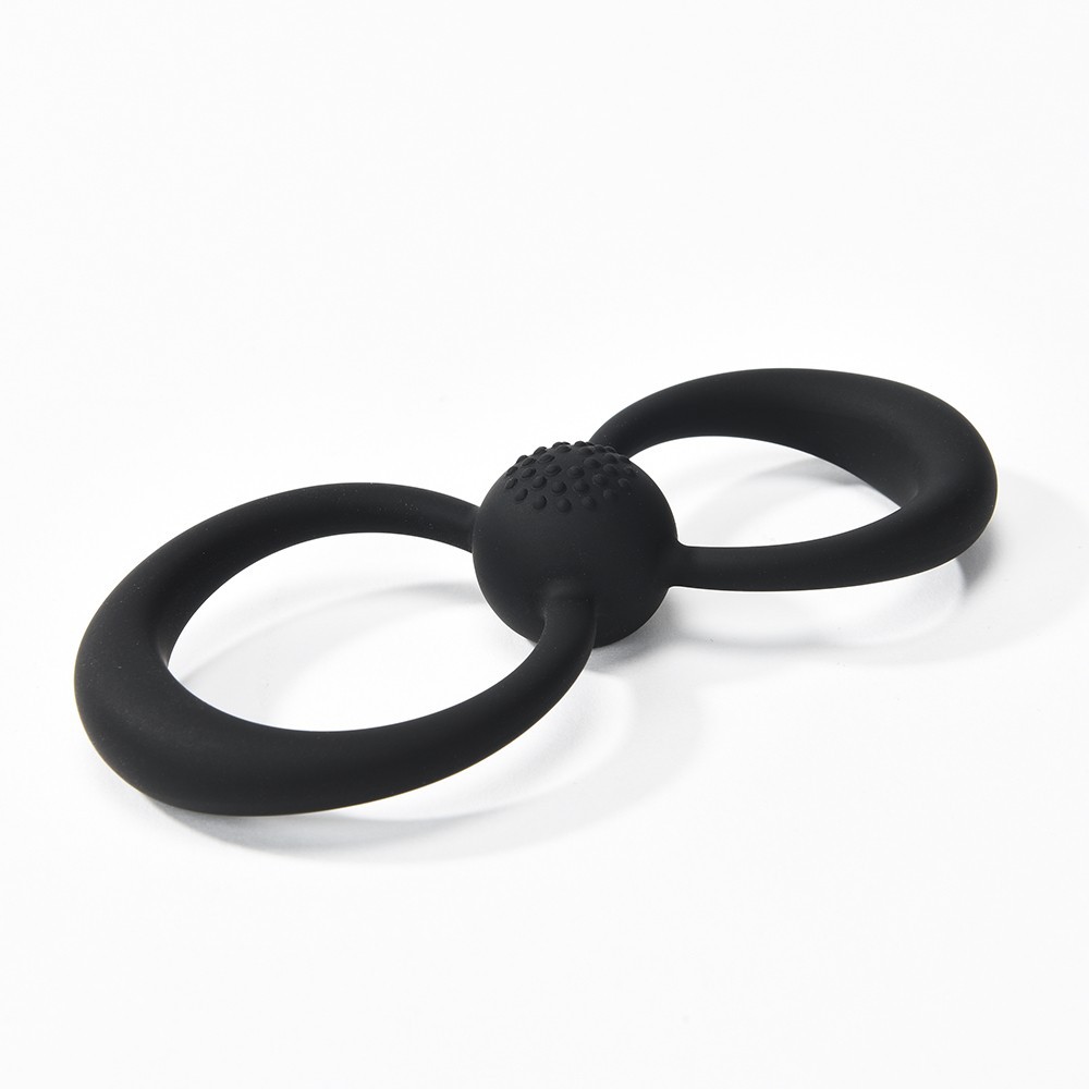 Silicone Figure-8 Penis Sleeve and Egg Ring, Delay Ejaculation Device, Red — detail image 3