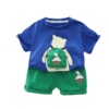 Summer cartoon bag for boys, sleeves, children's sports set, with short sleeve