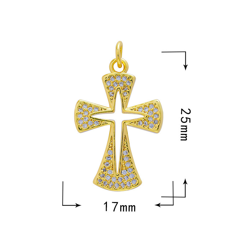 6g Weight Pendant Jewelry Making Type 25*17mm Jewelry Making Size Zircon Inlay Material DIY Jewelry Accessories Classification 1 Piece Quantity Copper Material Cross Pattern Plating Design Simple Style Style 1 Piece 25*17mm Copper Zircon Cross Pendant 2
