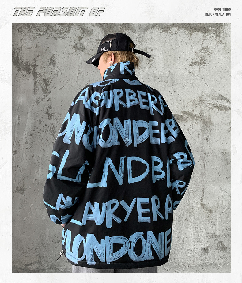 Men's Cotton Jacket With Letter Print Stylish Winter Coat_voghion.com