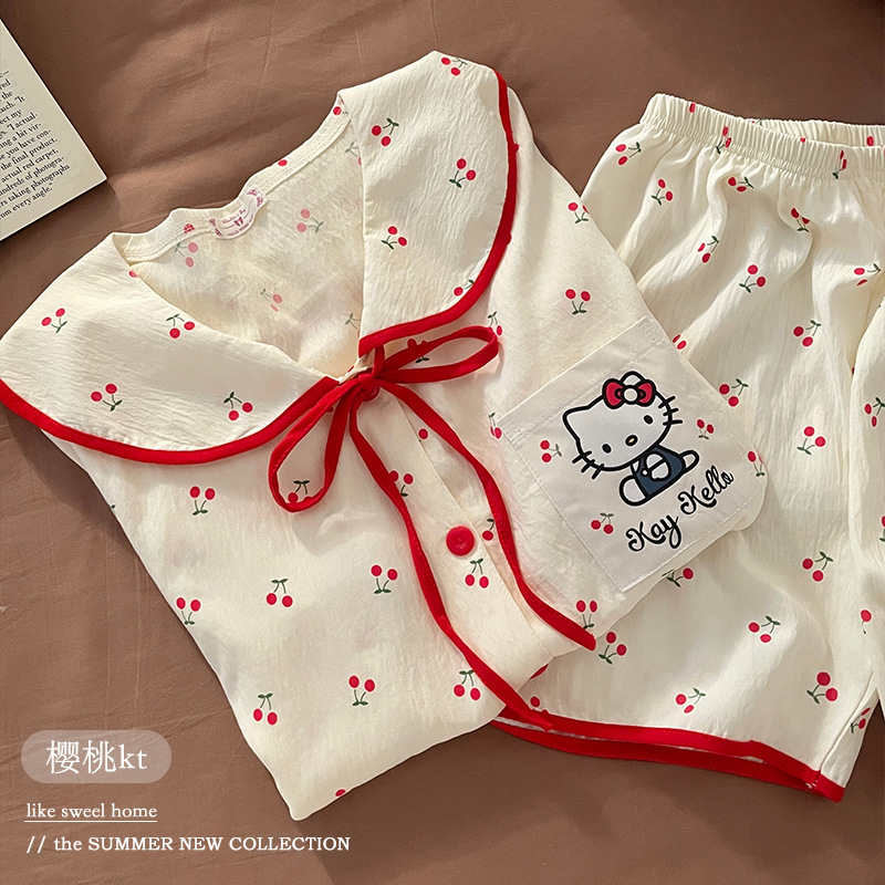 源头工厂2025年睡衣女天丝棉短袖短裤卡通可爱可外穿家居服套装