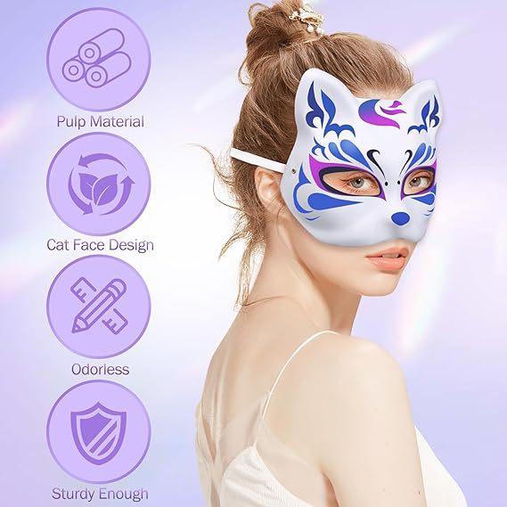 Amazon bricolaje pintado a mano graffiti cara de gato máscara de pulpa en blanco conjunto de material de actividad para padres e hijos de jardín de infantes