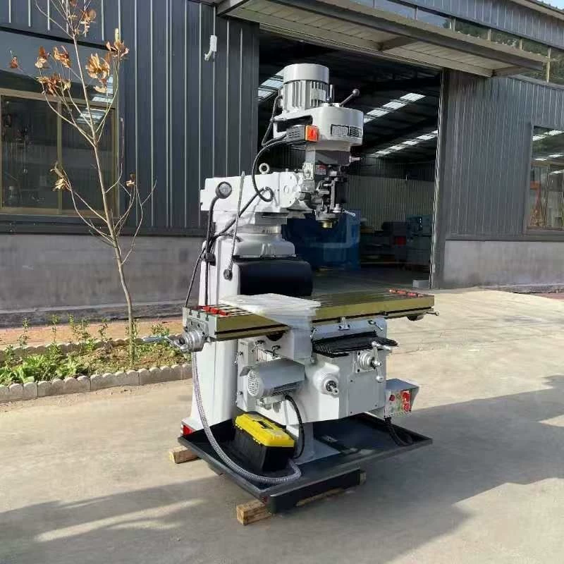 Вертикально-горизонтальный универсальный фрезерный станок с поворотной головкой № 4 5H Тайваньский фрезерный станок с коромыслом с высокой жесткостью и сильным крутящим моментом Интегрированный фрезерный станок для сверления, нарезания резьбы и фрезерования