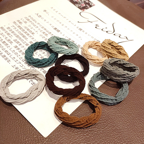  New Style Female Internet Celebrity Korean High-Level Hair Tie Ponytail Hair Tie Leather Cover Towel Ring