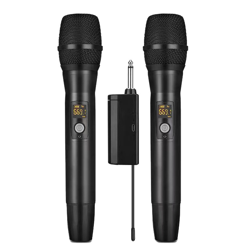 Micrófono con carga inalámbrica, micrófono FM dual de banda U para karaoke en escenarios, dedicado para transmisión en vivo y uso transfronterizo.