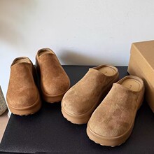 芒果头磨砂大头勃肯鞋2025新款秋季厚底增高一脚蹬包头半拖鞋外穿