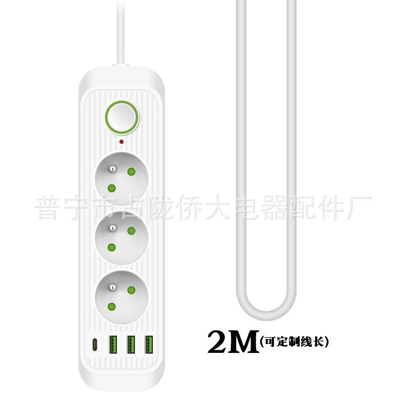 Enchufe de 3 puertos con interruptor de conexión ruso 250V conexión multi-puerto conexión USB con cable estándar conexión