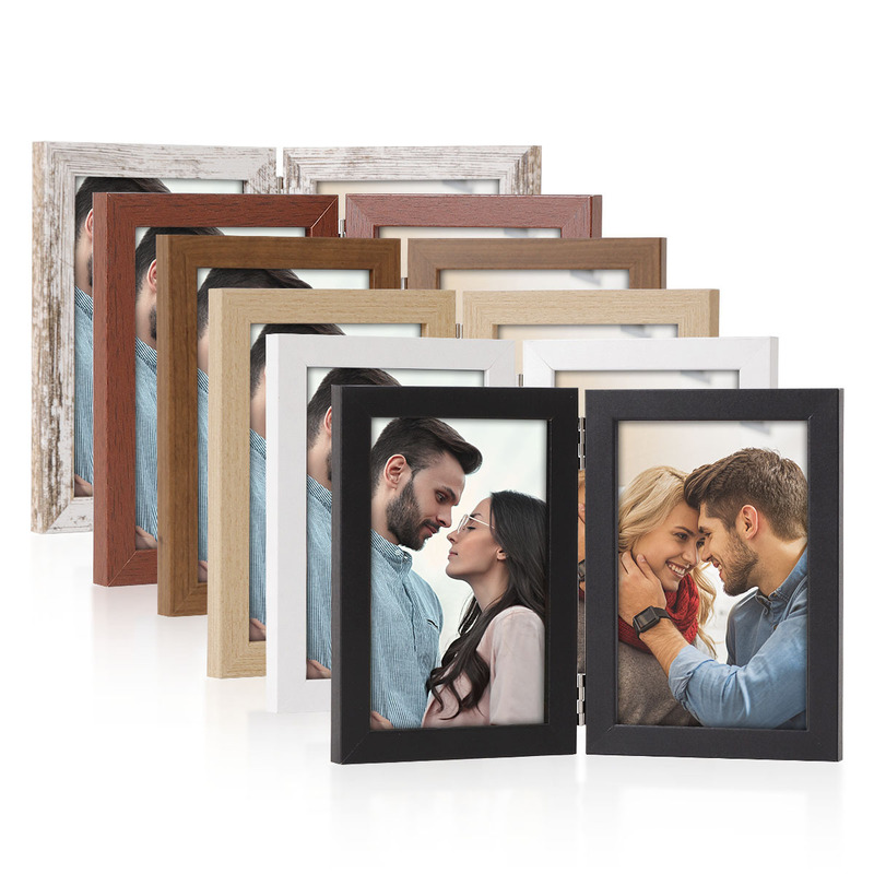 Cross-Border Retro Foldableing Hinge Photo Frame Table Can Hold Two 6inch Photo Commemorative Photo Frames, Horizontal and Vertical Picture Frames