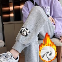 运动裤子女爆款外穿秋冬季加绒加厚休闲裤宽松显瘦哈伦裤束脚卫裤