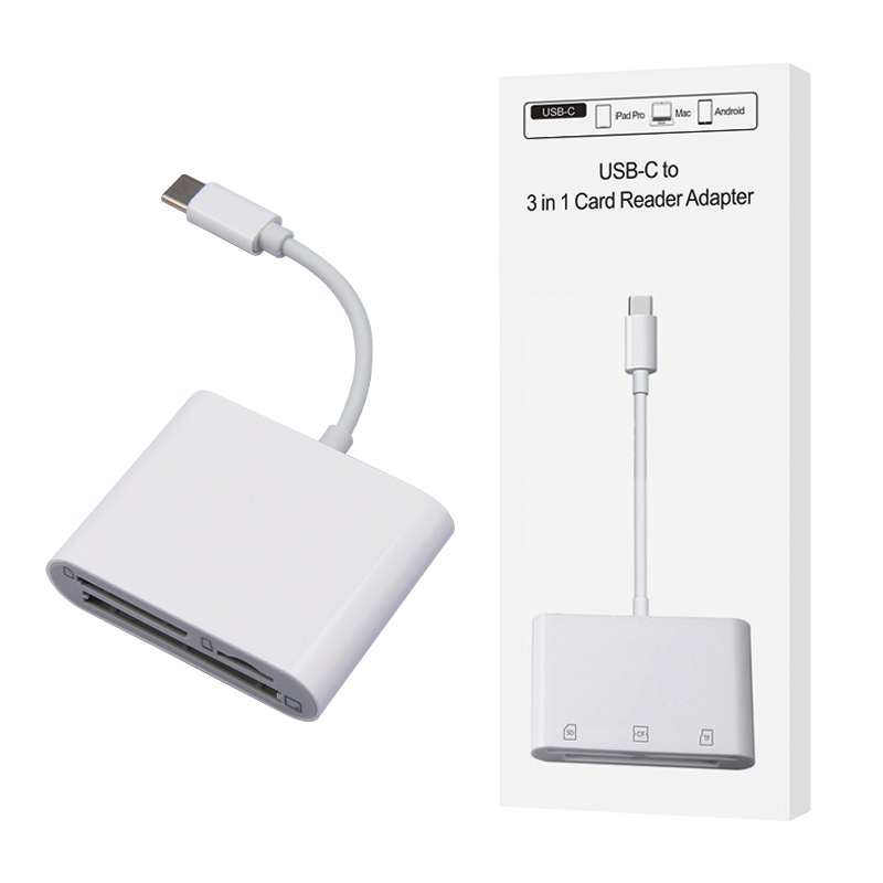 Adecuado para teléfonos móviles Apple 1615 Android, lector de tarjetas multifunción todo en uno con conexión Type-C para tarjetas SD, TF y CF.
