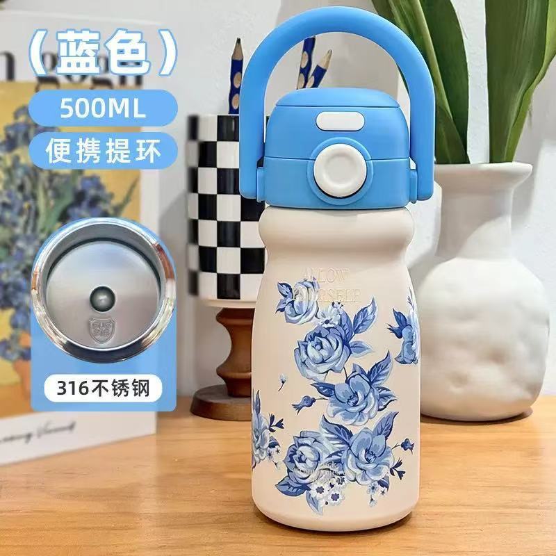 可爱保温杯LABUBU儿童保温杯子316材质高颜值卡通图案双饮带吸管|undefined