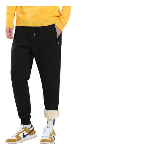 Lamb Wool Pants for Men - Autumn/Winter Thicker Padded Casual Straight Leg Bootcut Outerwear Warm Cotton Pants for Large Sizes