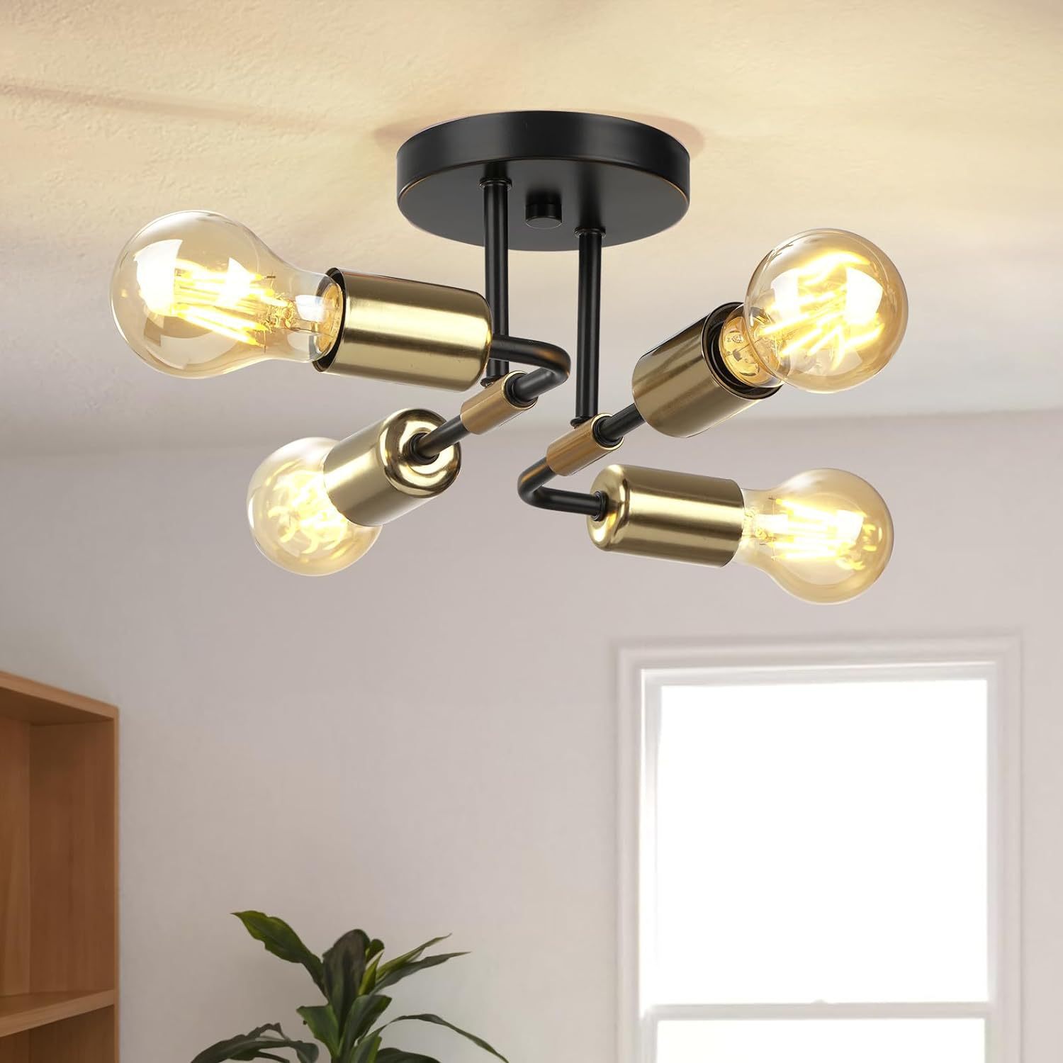 Lámpara de techo de dormitorio nórdica moderna y minimalista lámpara de sala de estar creativa araña de hierro forjado rama de lámpara al por mayor