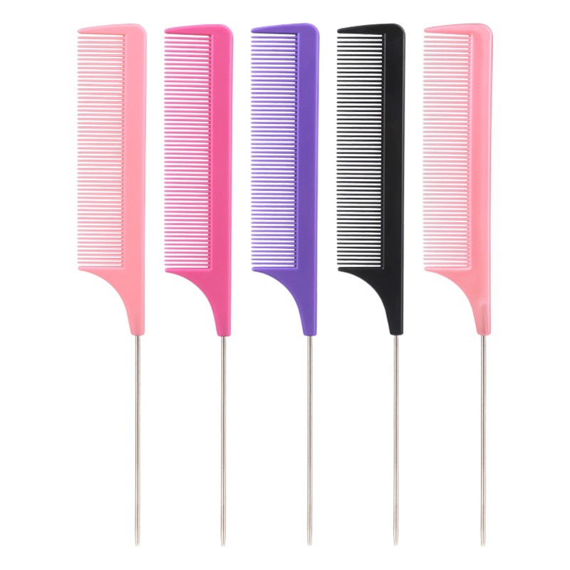Venta caliente transfronteriza aguja de acero resistente al calor peine de cola puntiaguda peine de teñido peluquería profesional peine de tinte para el cabello resistente a altas temperaturas