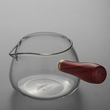 玻璃公道杯批发高硼硅公杯分茶器茶海功夫茶道配件透明木把公道杯