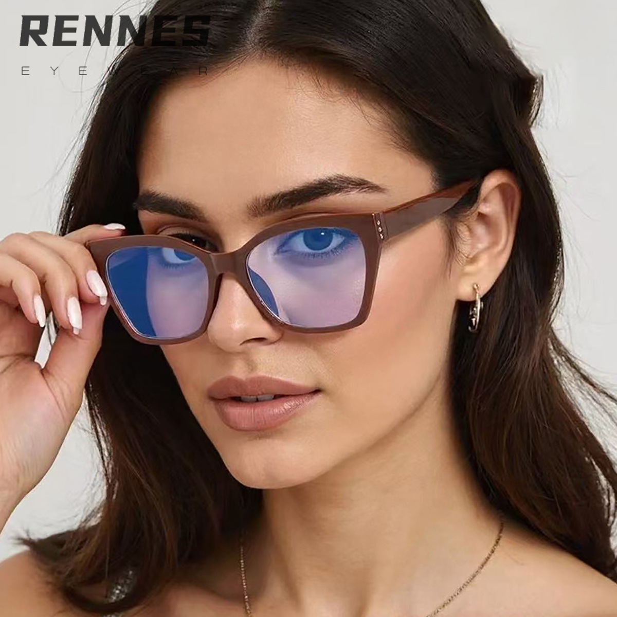2025 nuevo marco de gafas de ojo de gato poligonal para mujer rojo neto retro sin maquillaje todo fósforo clavo de arroz espejo plano anti-luz azul