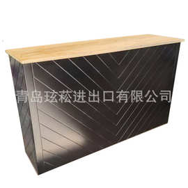 黑色实木折叠吧台桌自助餐台吧台 户外可折叠吧台桌折叠餐桌台