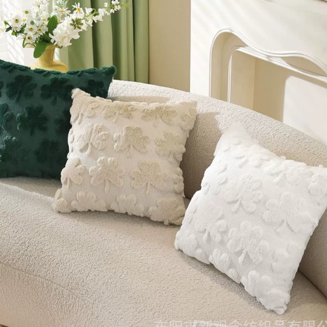 圣帕特里克节日装枕套 跨境绿色三叶草床头靠垫客厅装饰枕套批发