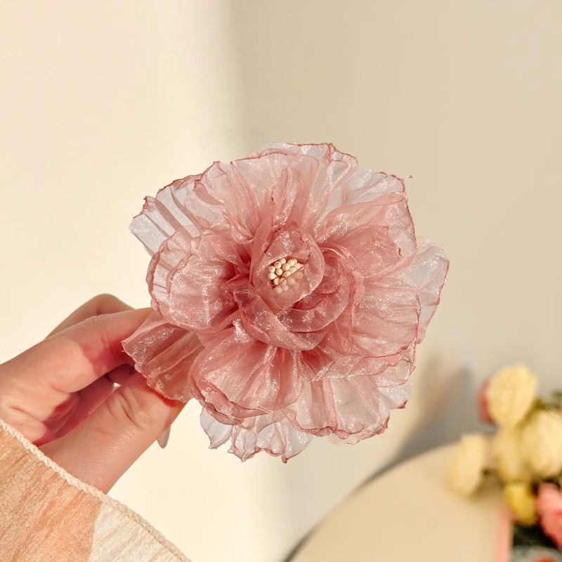 Super imortal tela Begonia flor pato clip de vacaciones de estilo de mar mujer clip de cabello lateral clip de cabello frisa clip clip de cabello