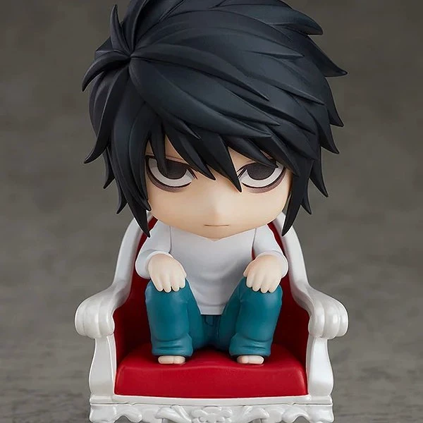 Q-version Death Note L figure, clay movable face & hand, boxed, 10 cm collectible
