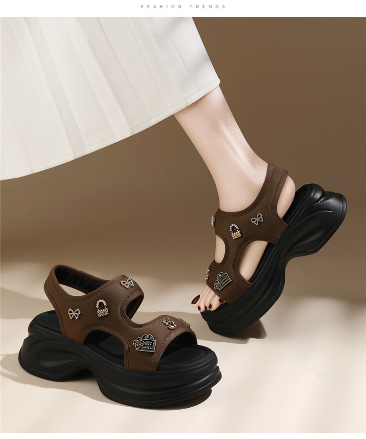 Dép sandal nữ đế dày rỗng mùa hè 2025 đế nêm tăng chiều cao quai Velcro — 7205 thẻ xanh và 5cm, 7205 đen và 5cm chi tiết 14
