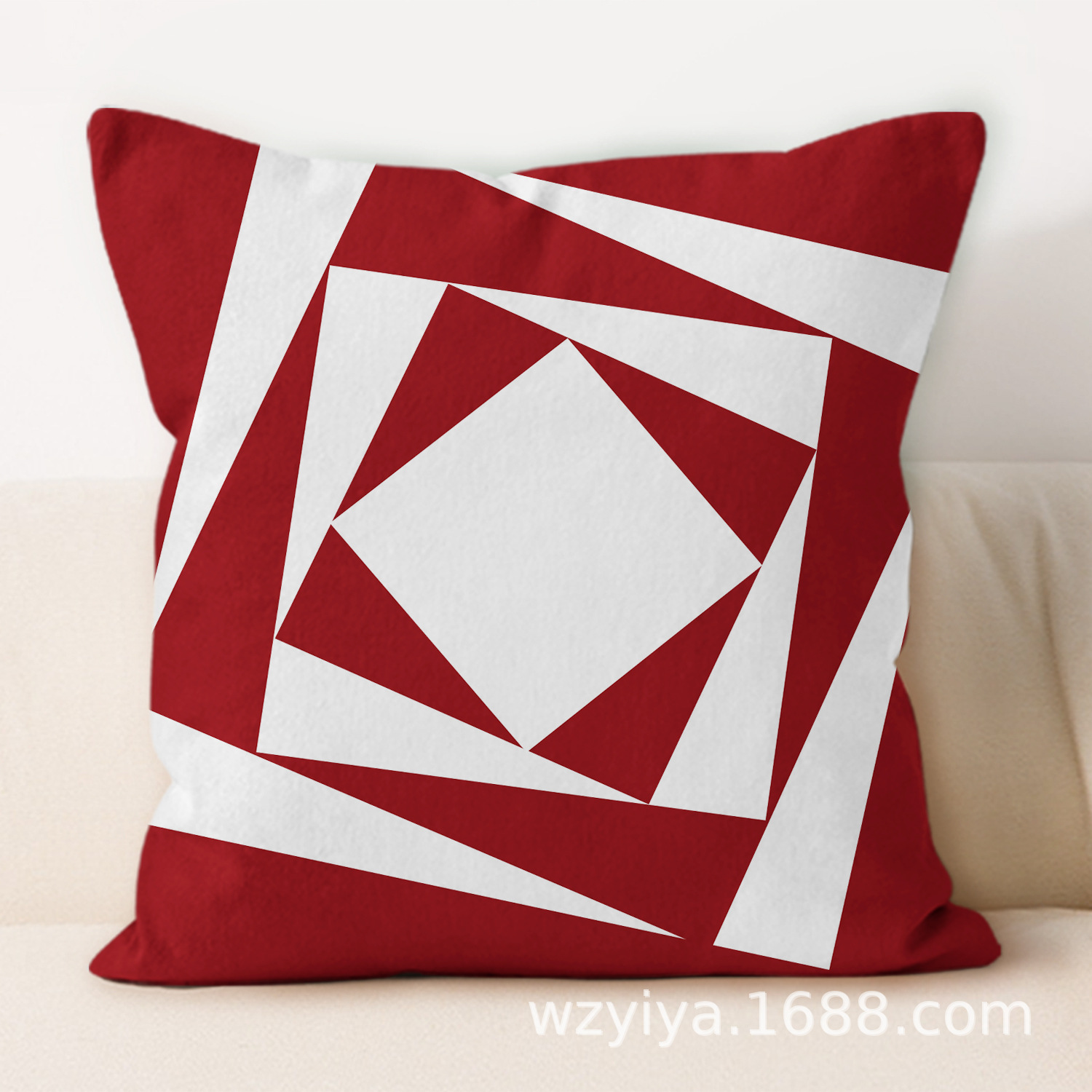 Guía de almohada de geometría roja simple almohada de almuerzo de oficina moderna almohada decoración de sofá de salón
