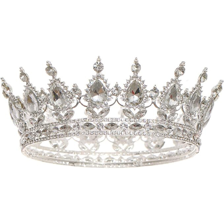 Gran princesa europea corona de novia de alta calidad corona barroca europea y americana joyas de cabello de lujo