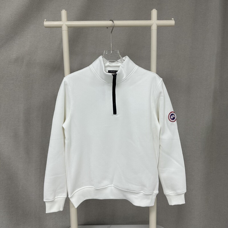 Cross-Border Foreign Trade Supply: Goose Family Canada Half-Zip Solid Color Badge Fleece Sweatshirt Pullover Long-Sleeve Unisex Style