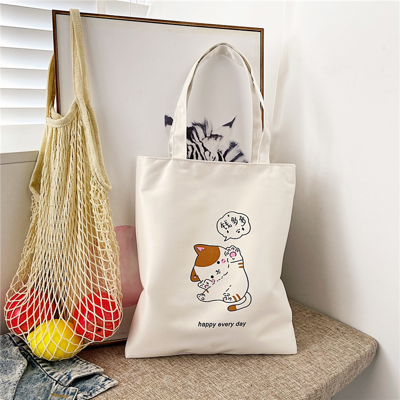 Canvas Bag Bags Type Daily Occasion Women's Cute Basic Animal Letter Fruit Canvas Shopping Bags