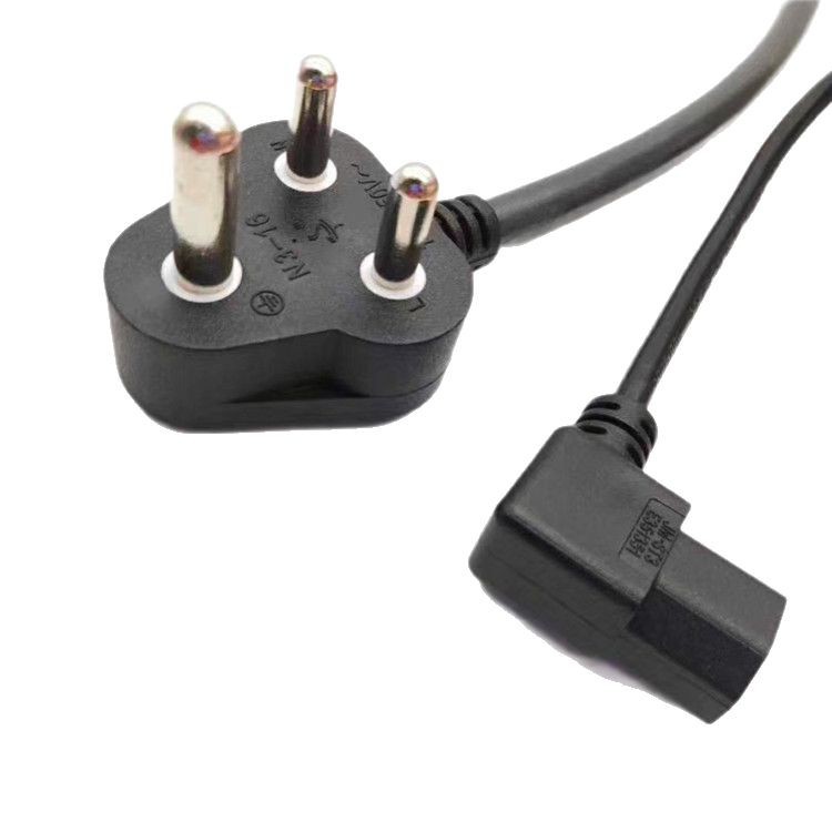 大南非三插品字尾电源线三圆脚插头三芯印度AC电源线1.5米纯铜10A