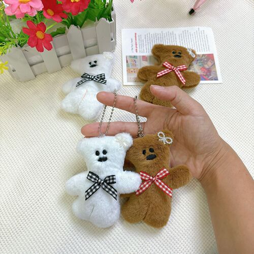 Creative Cartoon Bean Bag Bear Doll Bag Pendant Cute Plush Toy Stuffed Animal Brooch Accessory Hairpin Auxiliary Material 