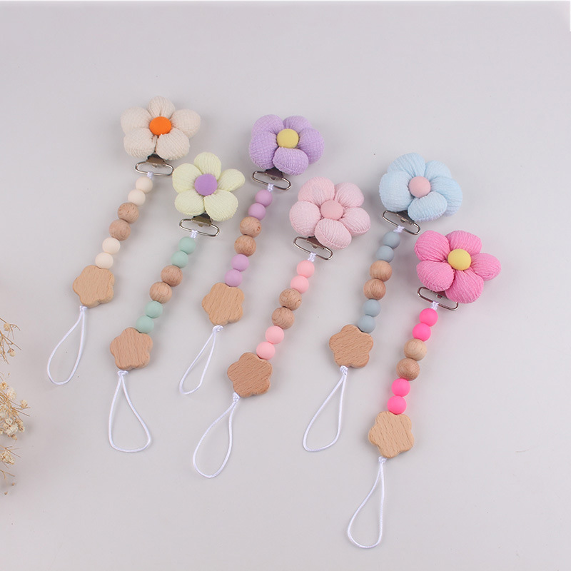 Baby Products Pacifier Anti-Drop Chain Ins Style Teether Chain Wooden Flower