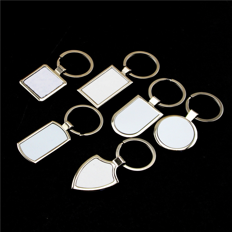 Cross-Border Metal Heat Transfer Keychain with Laser-Engraved Pendant, Sublimation DIY Printed Pattern, Zinc Alloy