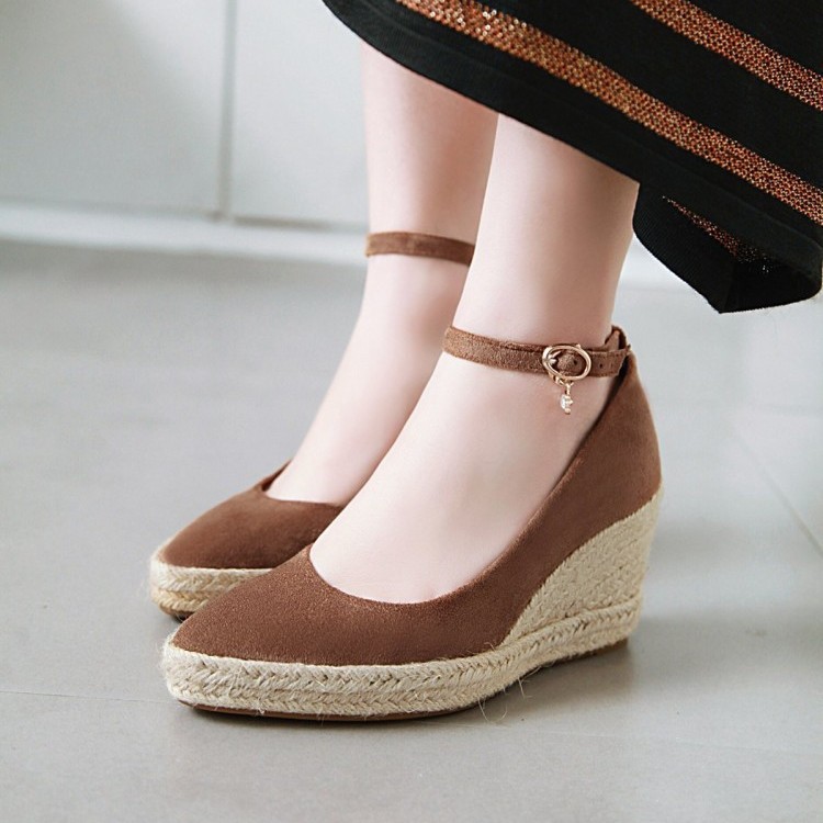 Solid color sandals wedge heel with a strap for leisure heels