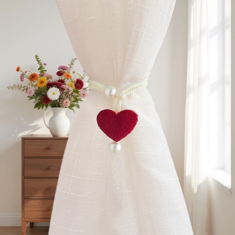 Cross-Border Popular Three-Dimensional Plush Heart-Shaped Curtain Ties for Decorating Mosquito Nets, Curtains, Coffee Curtains and Sunshades