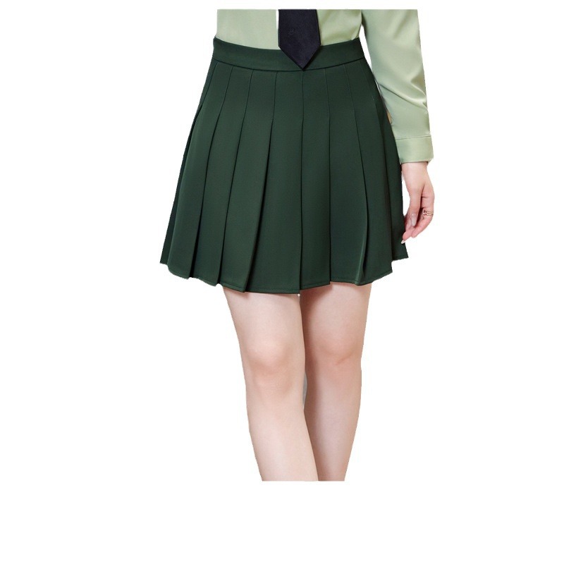 주름 치마 여성의 봄과 여름 새로운 지퍼 비 탄성 높은 허리 치마 플러스 사이즈 슬리밍 A 라인 작은 JK 스커트