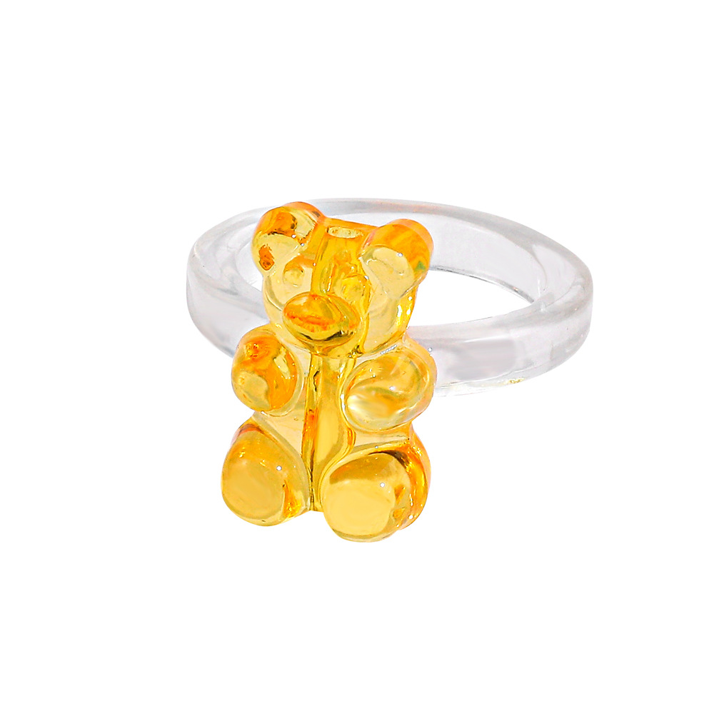 Korean Macaron Transparent Colored Bear Ring Wholesale display picture 7