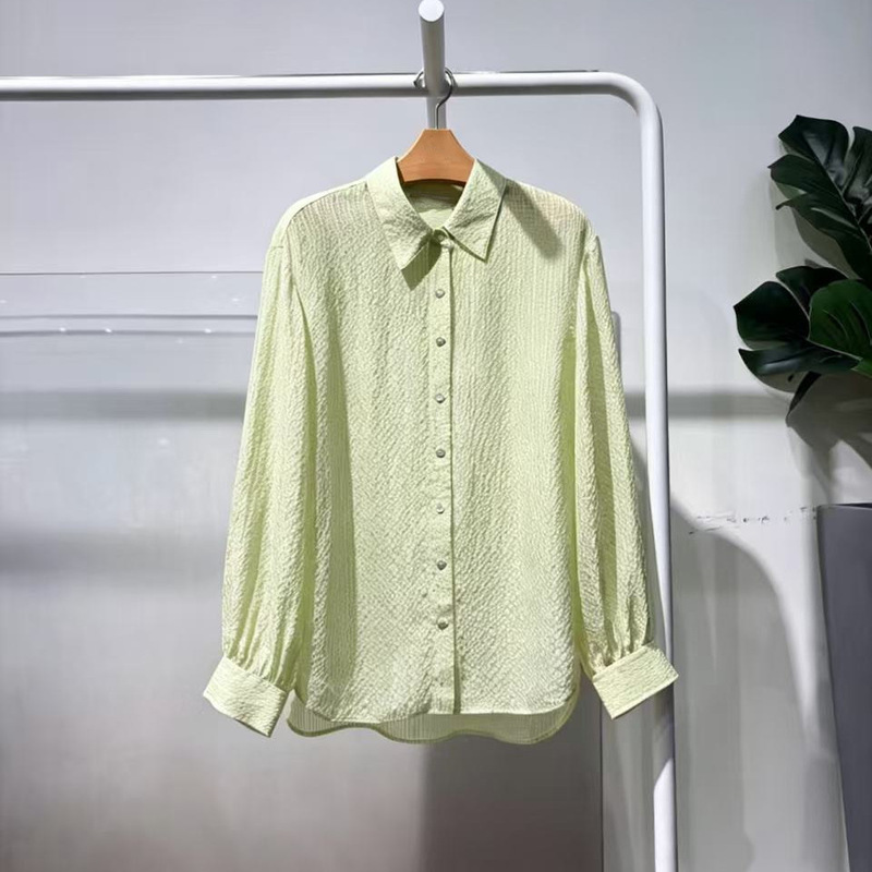 M**Meng Women's Clothing 2026 Summer New Lime Green Bubble Pattern Sun Protection Loose Thin Shirt 5H5221171