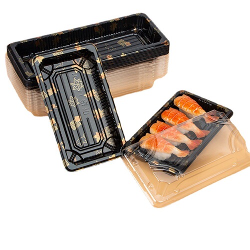 Wholesale Disposable Sushi Boxes with Transparent Japanese Salmon Sushi Containers and Fog-Proof Plastic Packaging