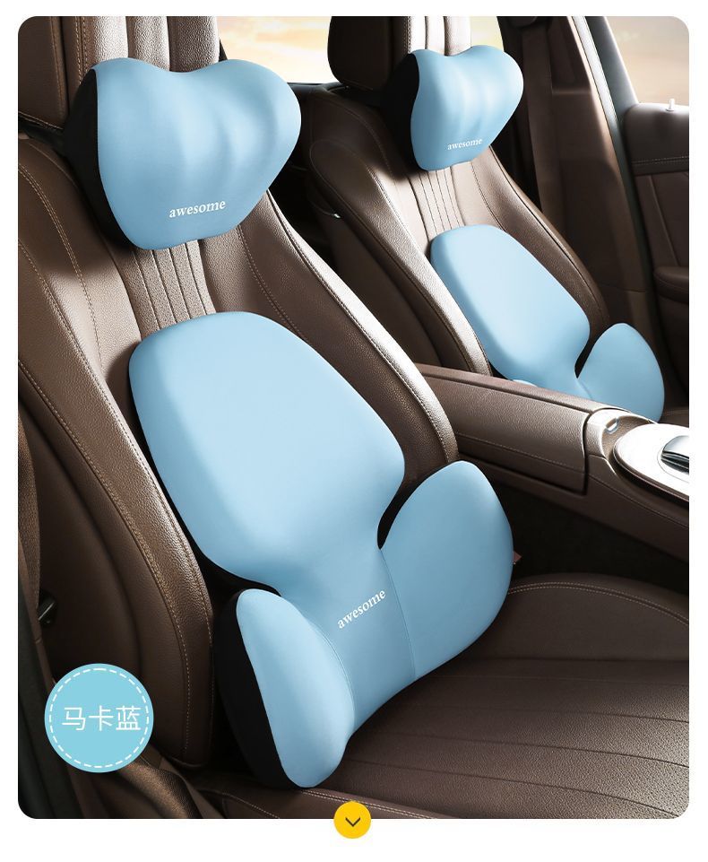 Summer Hot-Selling Widened Lumbar Support Car Neck and Waist Protection Set Car Cushion Back Cushion Car Cushion Memory Foam Cushion