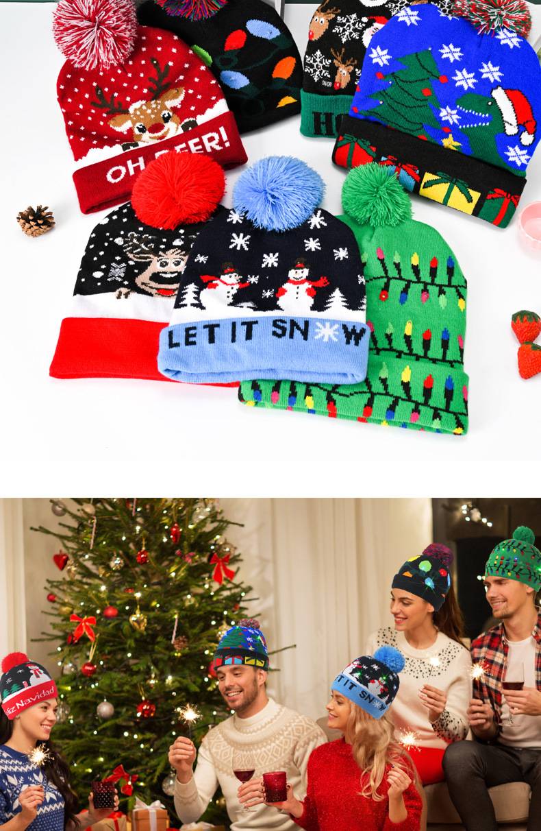 Unisex Cute Snowman Elk Eaveless Wool Racer cap display picture 3