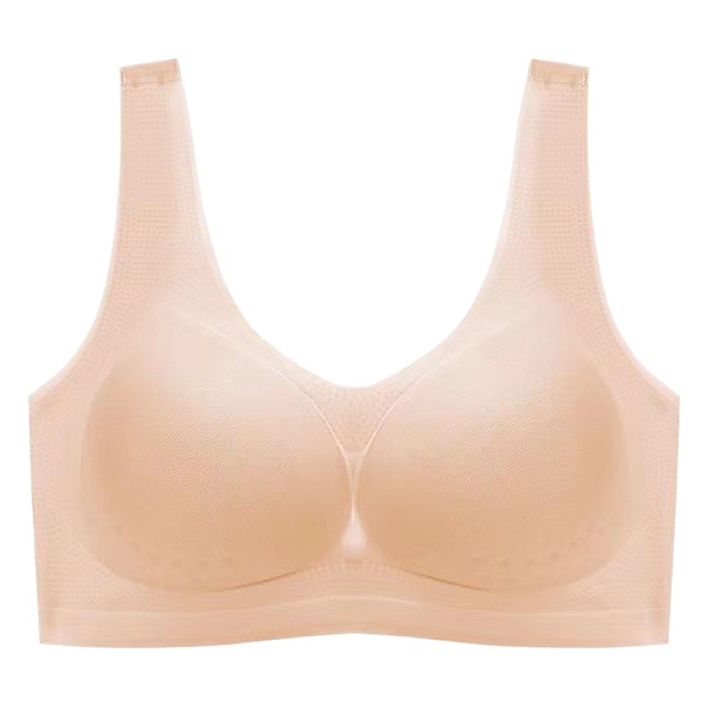 Ropa interior sin costuras de seda de hielo ultrafina de verano Pecho grande de mujer pequeño inalámbrico anti-flacidez más tamaño belleza espalda sujetador chaleco estilo