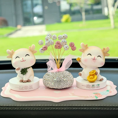 Car ornaments — Car Ornaments Deer Ornaments Car - rich-lucky-gypsophila-pink-flower-pad