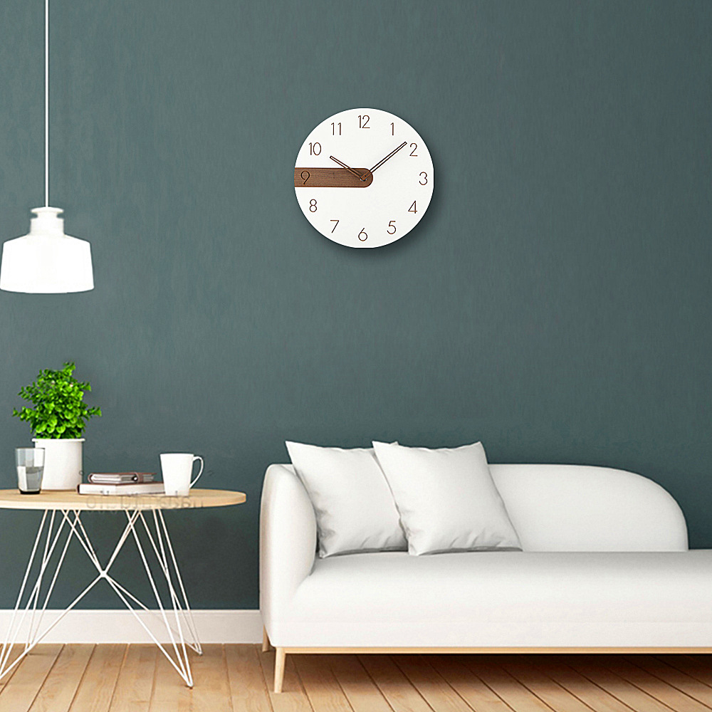Estilo japonés moderno hogar simple de madera creativo Reloj de pared mudo reloj de madera sala de estar reloj decorativo Reloj de pared reloj de madera